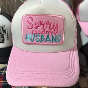 Sorry About My Husband Pink Hat Trucker Hat Adjustable Baseball Cap